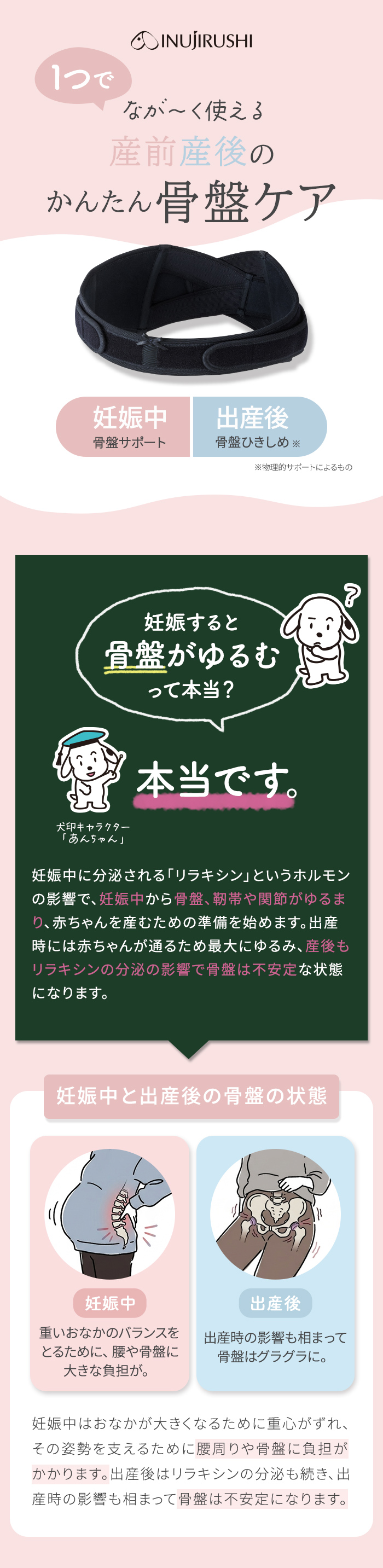 犬印本舗 なが～く使えるマタニティベルト 骨盤ベルト 腰痛 骨盤 