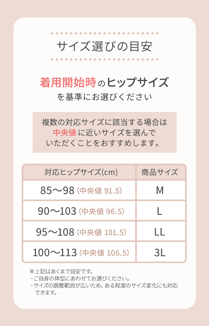 犬印本舗 なが～く使えるマタニティベルト サイズ目安