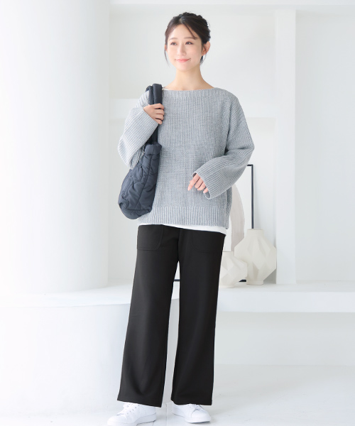 マタニティ パンツ 裏起毛 裏シャギーらくちんパンツ マタニティウエア