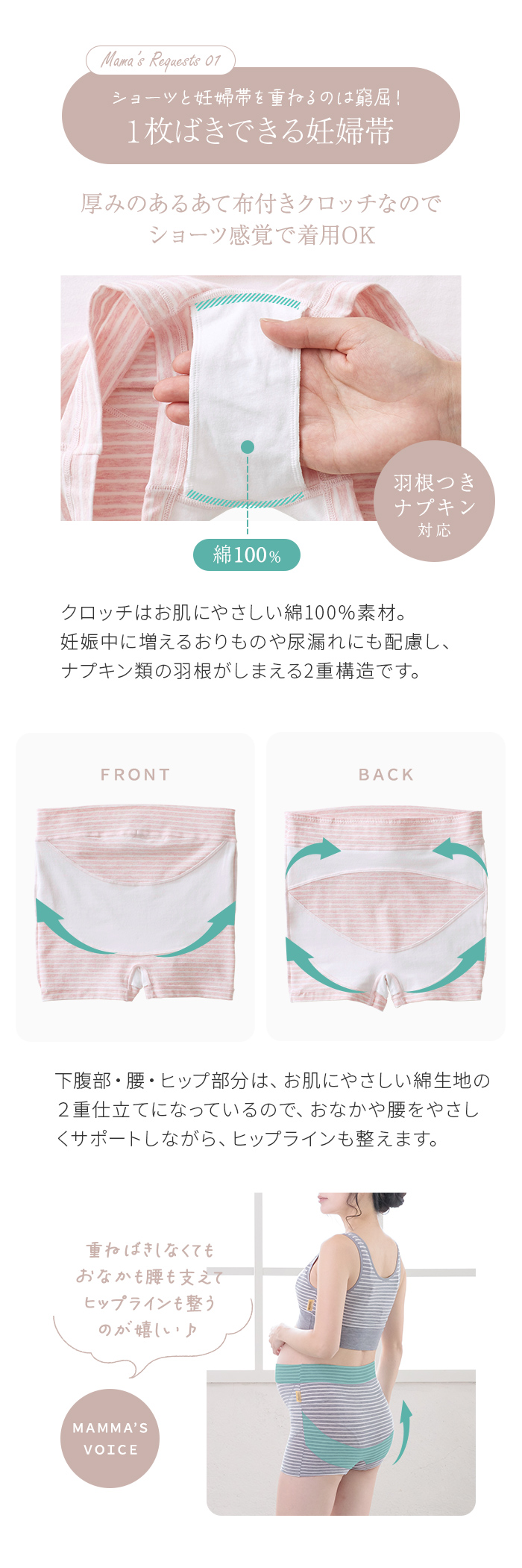 犬印本舗 妊婦帯 パンツ一体型 らくばきパンツ妊婦帯（ボーダー） M-L