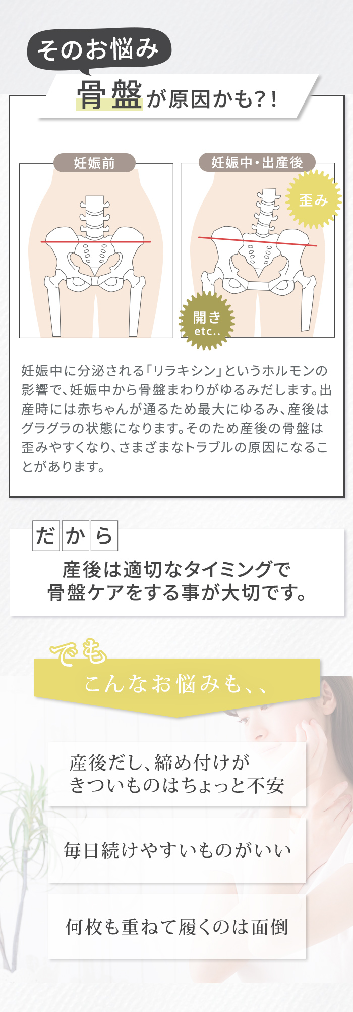 出産後 骨盤 ゆるみ 骨盤ケア 腰周り サポート お腹 産後太り 補正下着